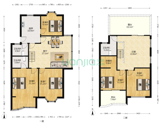 南安新苑 5室1厅3卫 175平方