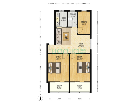 龙嘘路246弄 2室1厅1卫 76平方