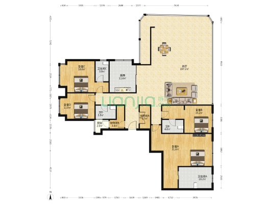 南昌华侨城云岸 4室1厅4卫 268平方