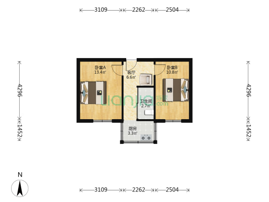 清荷园 2室1厅1卫 49平方