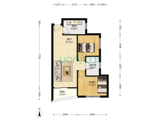 紫荆花园二期 2室1厅1卫 62平方