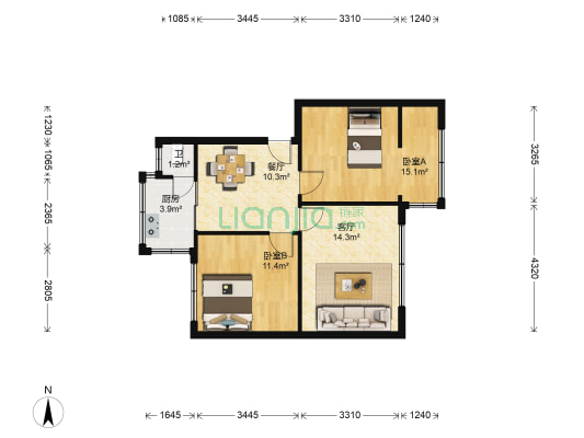 沙冲北路146号 2室2厅1卫 69平方