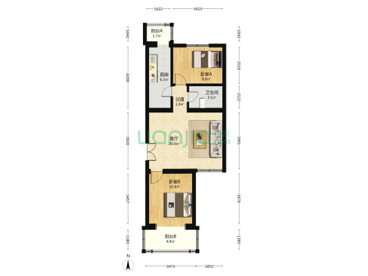 万利花园 2室1厅1卫 80平方