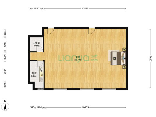 富力创客公寓 1室0厅1卫 131平方