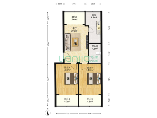 兰州肉联厂家属院 2室1厅1卫 90平方