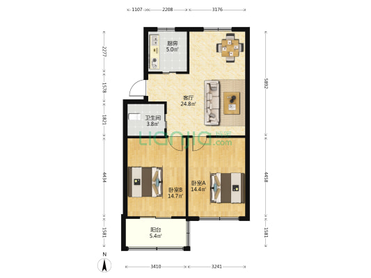 沙泗浜小区 2室1厅1卫 84平方
