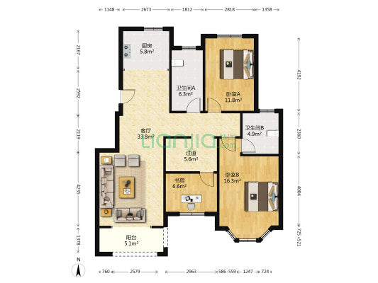 翡翠明珠 3室1厅2卫 201平方