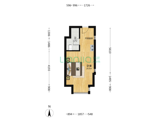 吾角商业中心 1室0厅1卫 40平方