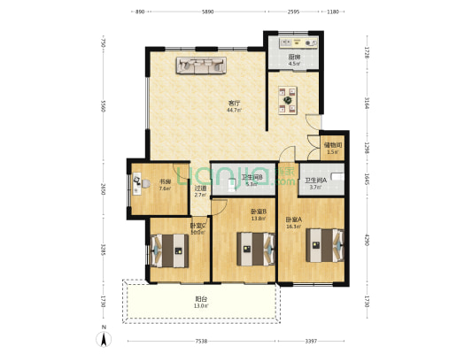 稻香村 4室1厅2卫 142平方
