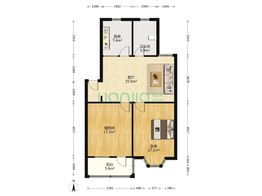 年丰新村 1室1厅1卫 91平方