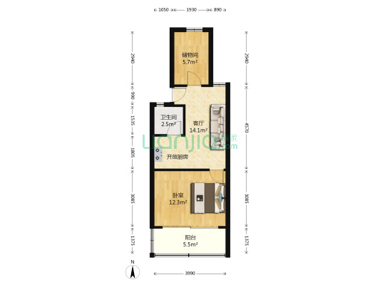 大关西六苑 1室1厅1卫 49平方