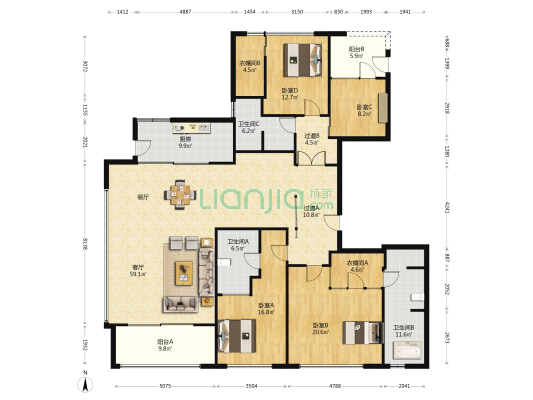 日耀之城 4室1厅3卫 250平方