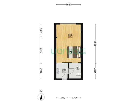长宏水岸名城西区 1室0厅1卫 38平方