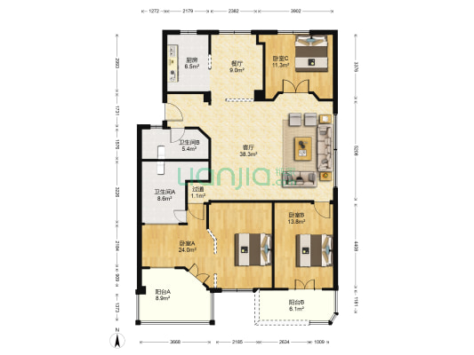 宏裕新村 3室2厅2卫 162平方