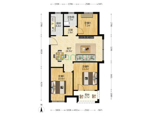 正阳里·澜庭 3室1厅1卫 99平方
