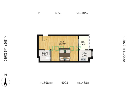 九龙西苑 1室0厅1卫 39平方