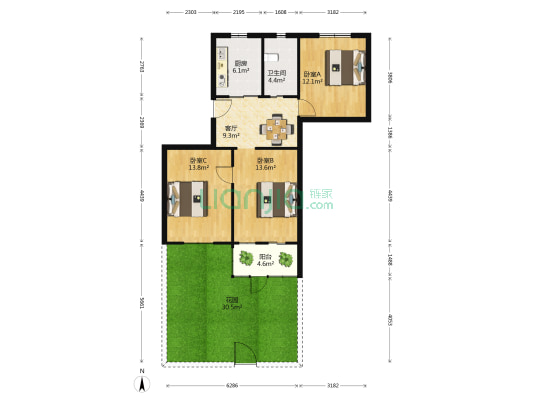 西大影壁 3室1厅1卫 78平方
