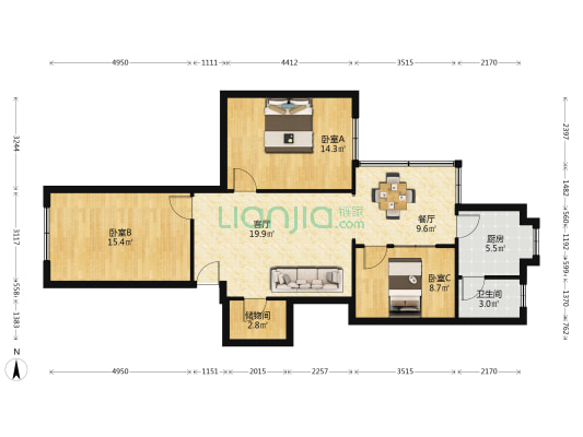 英烈路16号 3室2厅1卫 79平方