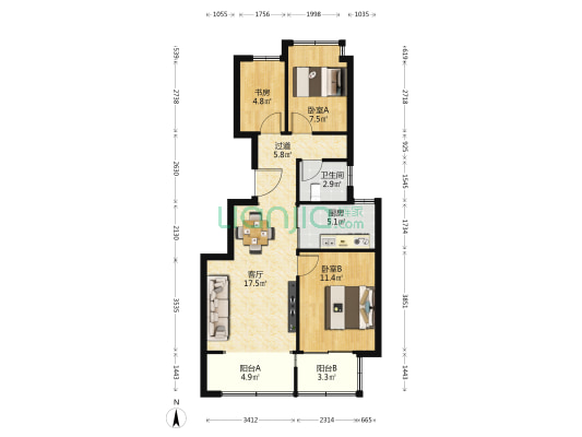山语熙府 3室1厅1卫 81平方