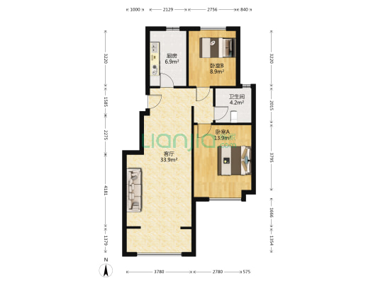 智高常春藤B区 2室1厅1卫 91平方