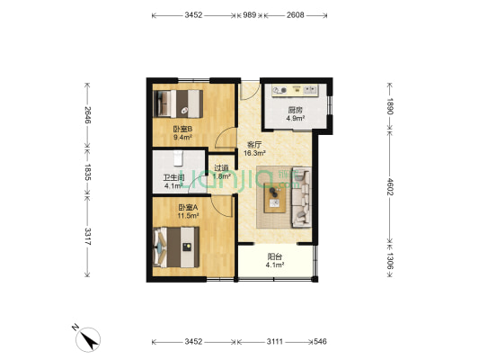 益民公寓 2室1厅1卫 78平方