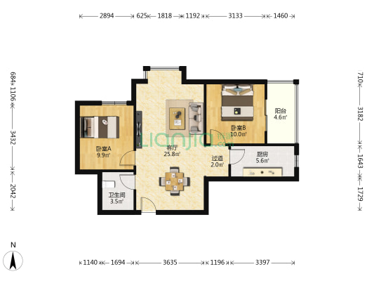 青城南区 2室1厅1卫 79平方