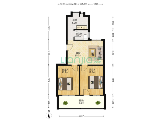北京西路社区 2室1厅1卫 66平方