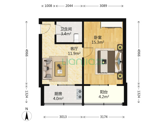 南方庄小区 1室1厅1卫 48平方