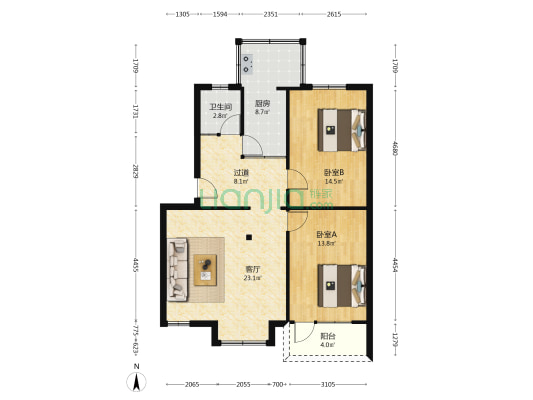 南小巷77号院 2室1厅1卫 78平方