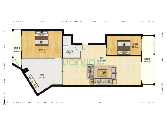 松江大厦 2室1厅1卫 153平方