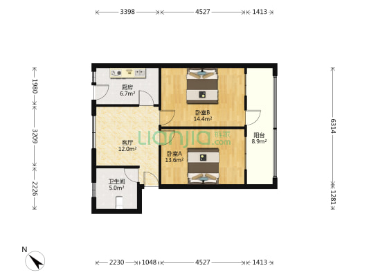 新华社区 2室1厅1卫 72平方