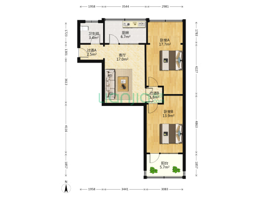洪家楼南路46-1号 2室1厅1卫 81平方