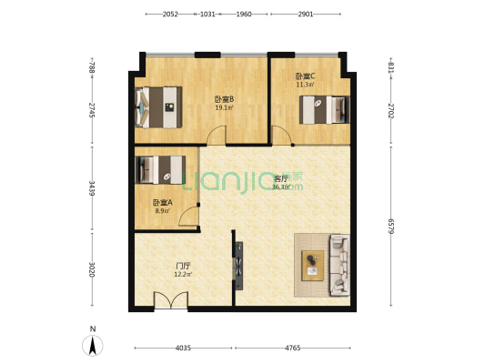 莱蒙都会写字楼 3室1厅0卫 132平方