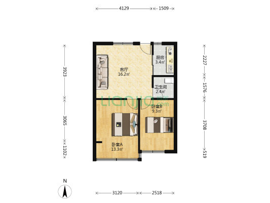 岳阳大楼 2室1厅1卫 62平方
