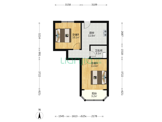 包头路935弄 2室0厅1卫 61平方