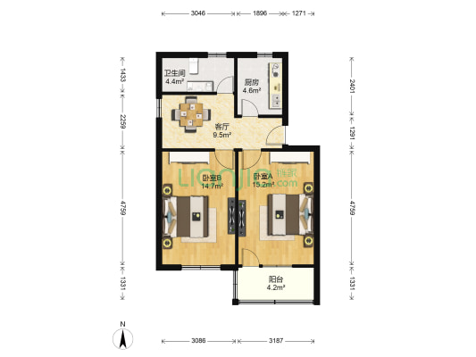 学前二村 2室1厅1卫 69平方