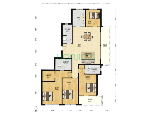 文樾上院 4室1厅3卫 179平方