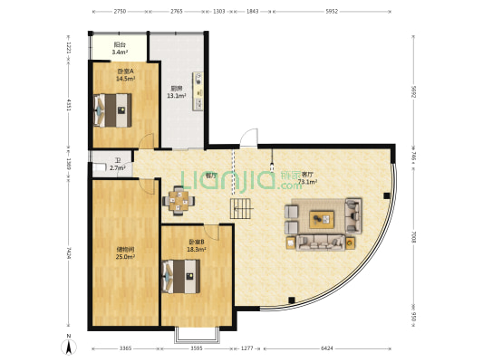 凤都苑 2室1厅1卫 159平方