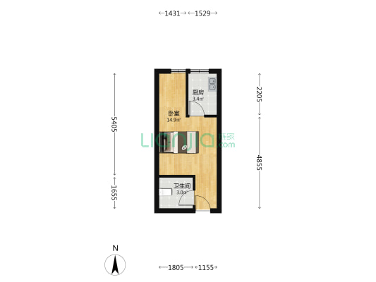 荆竹生活广场 1室0厅1卫 31平方