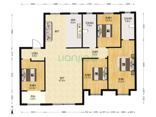 中阳御园 4室1厅2卫 183平方