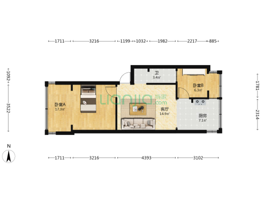 西坝新村10号 2室1厅1卫 43平方