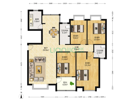 钦都豫景 4室1厅2卫 146平方