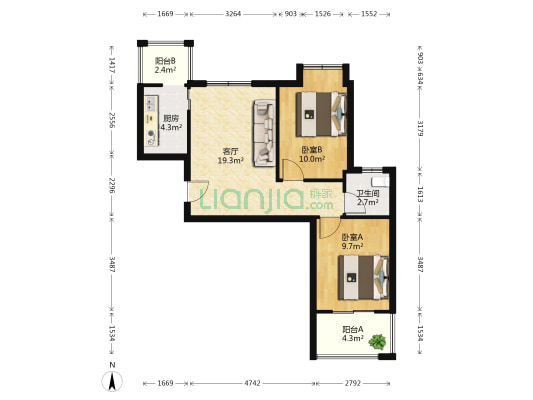 铁机新居 2室1厅1卫 74平方