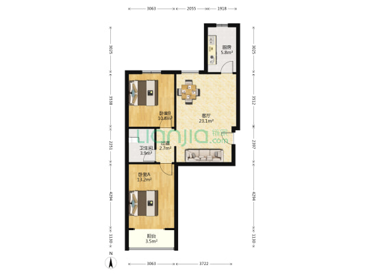 赵卜口新村 2室1厅1卫 92平方