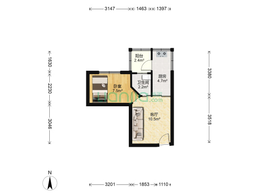 怡芳苑 1室1厅1卫 35平方