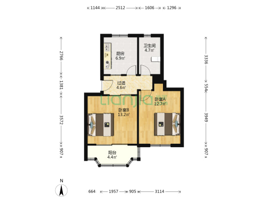 东兰路37弄 2室0厅1卫 60平方