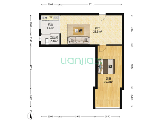 锦东花园 1室1厅1卫 57平方