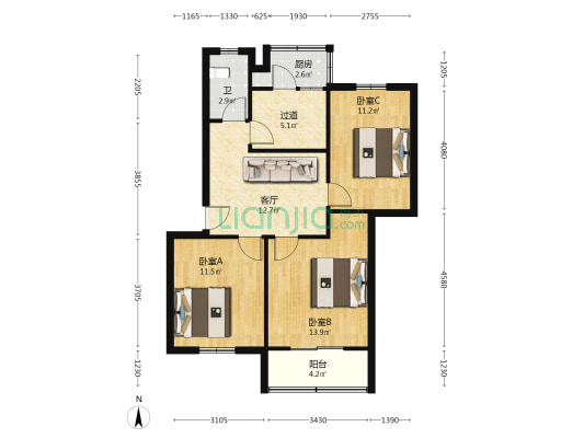 王场51号 3室1厅1卫 79平方
