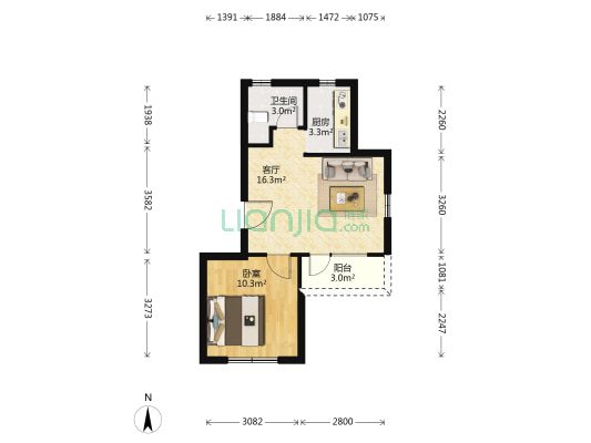 苏岭园 1室1厅1卫 47平方
