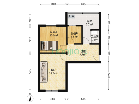 成成中学宿舍 2室1厅1卫 55平方